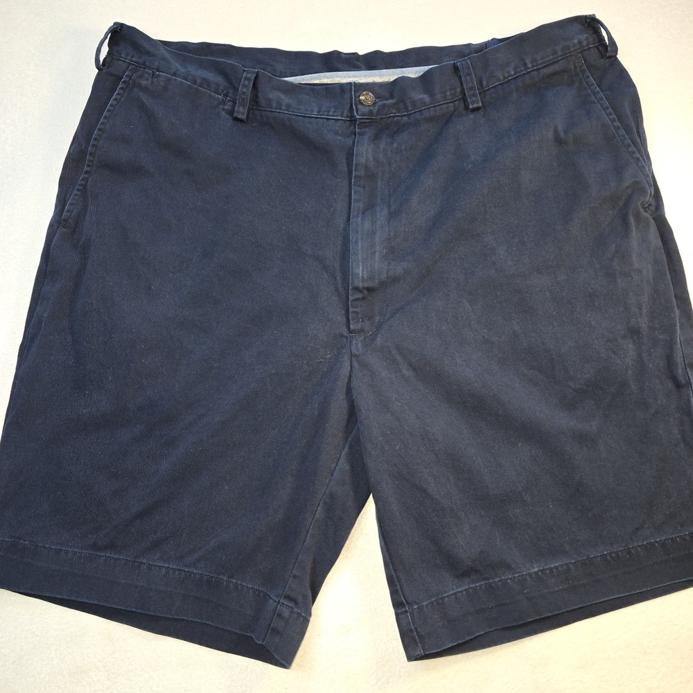 Polo Ralph Lauren Mens 42 Chino Shorts Navy Blue Flat Front Prep Cotton Classic